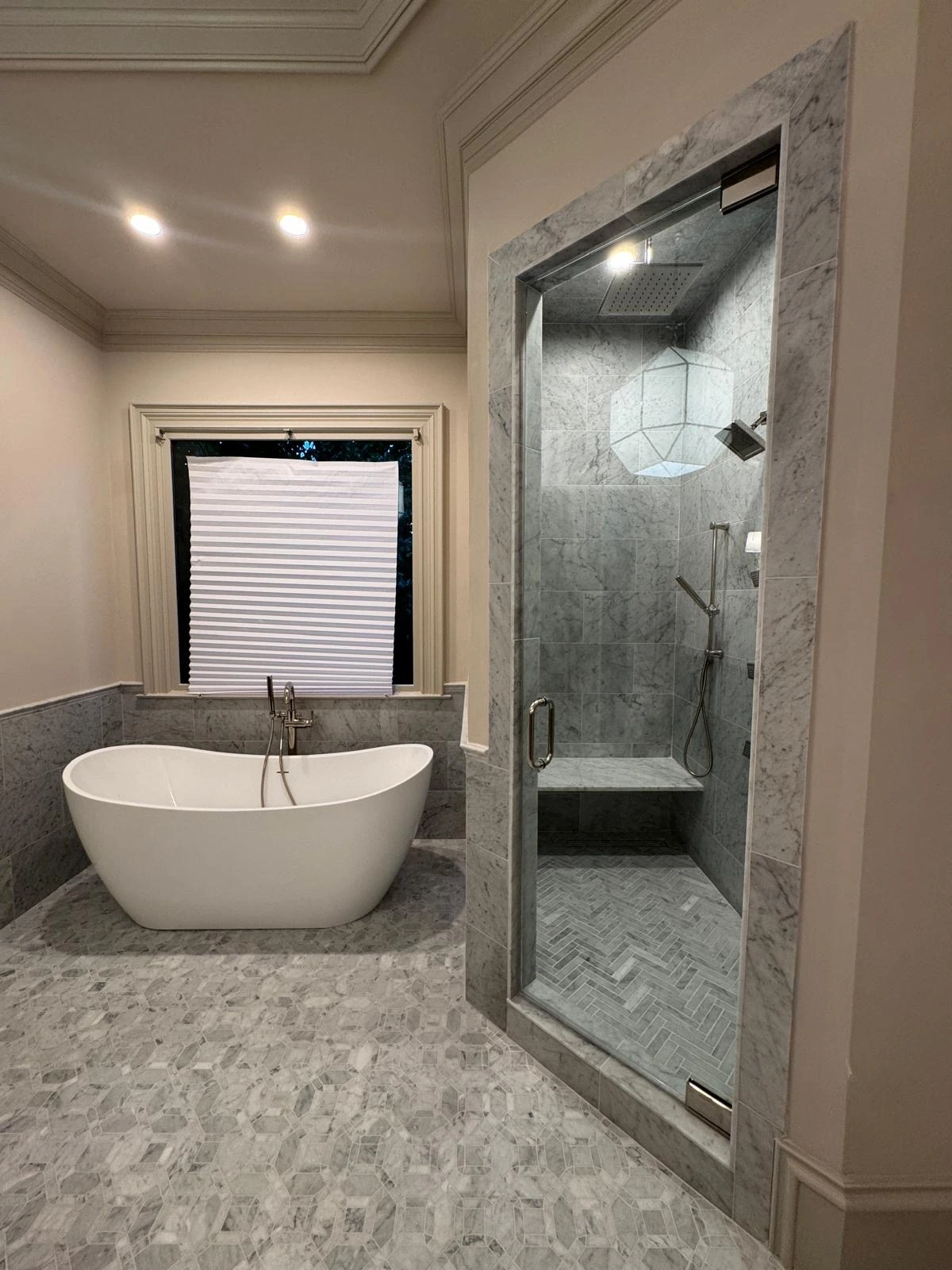 Master bathroom suite with freestanding tub and marble shower — Pembroke Pines, FL