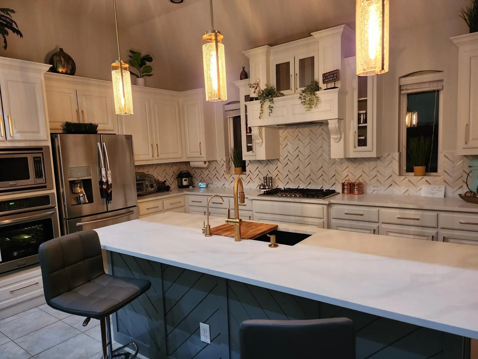 Complete bathroom renovation with walk-in shower, modern fixtures, and designer tile work in South Florida