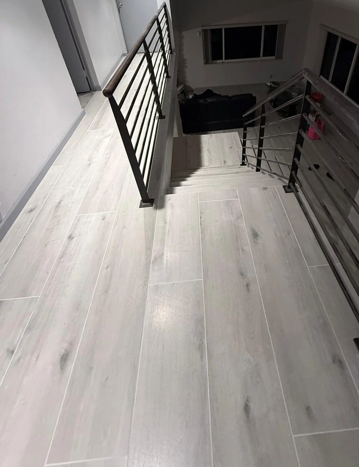 Luxury vinyl plank flooring in an open living area